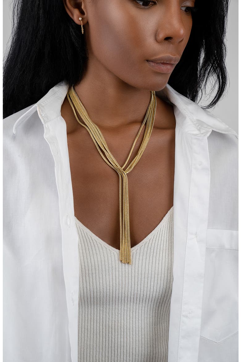 Multi Strand Textured Y-Necklace, Alternate, color, GOLD