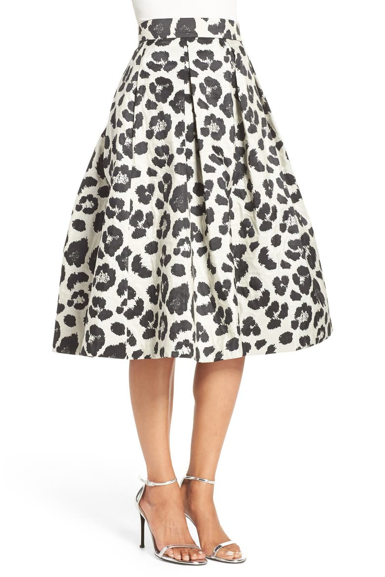 Metallic Jacquard Midi Skirt, Alternate, color, BLACK IVORY