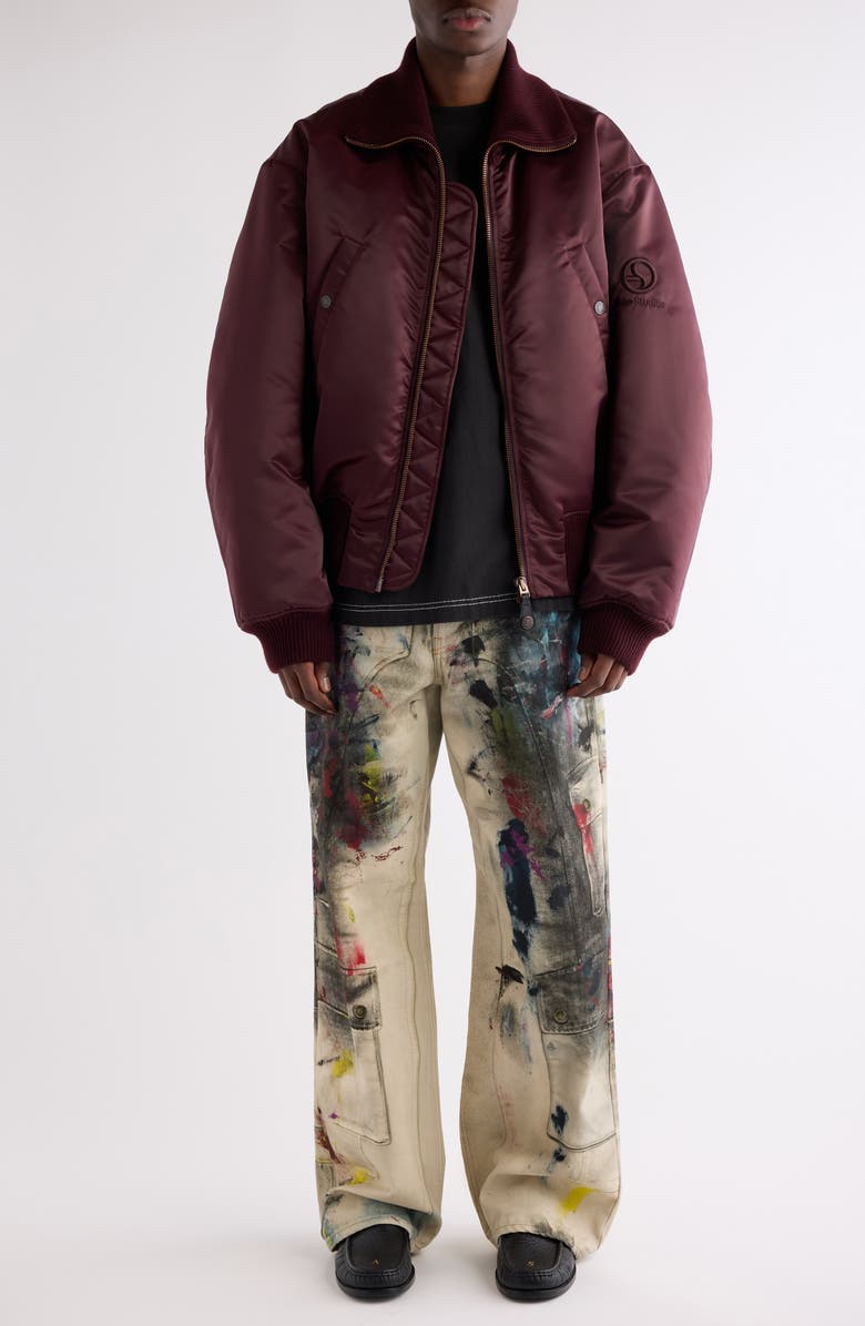 Acne Studios Olievo Technical Bomber Jacket, Alternate, color, Burgundy