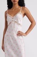 LoveShackFancy Lamora Lace Trim Satin Camisole