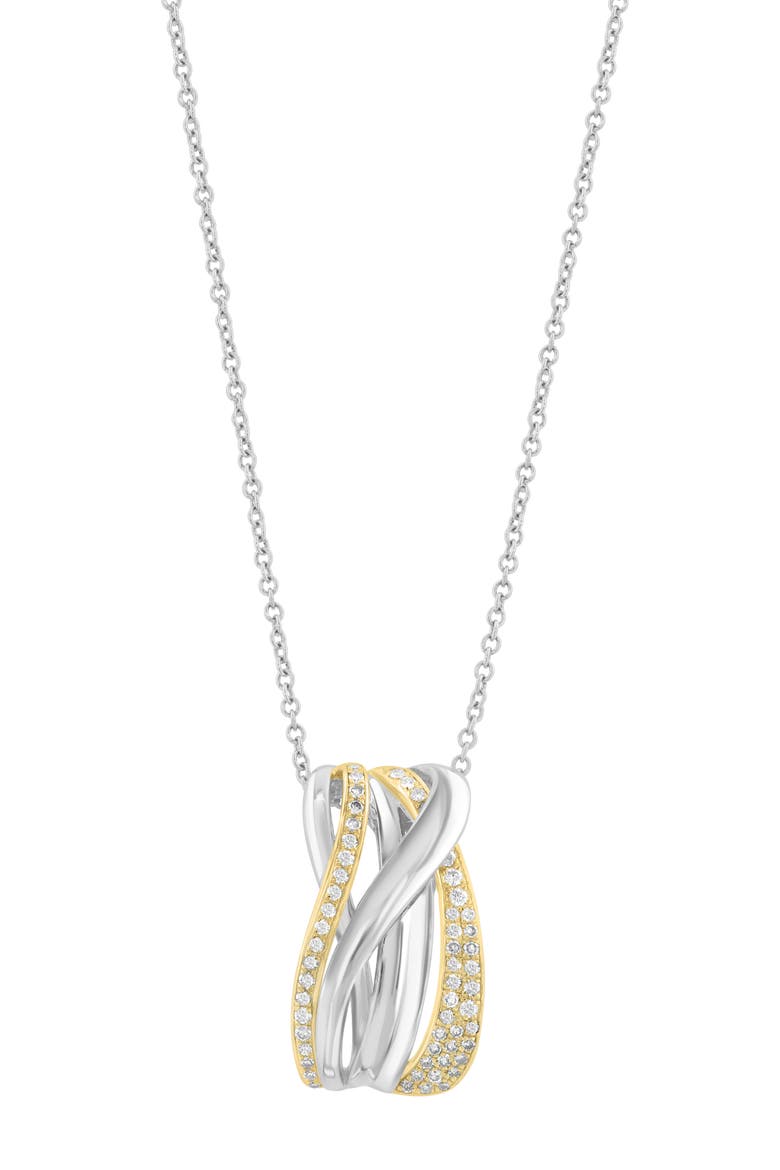 Two-Tone Diamond Swirl Pendant Necklace, Main, color, GOLD