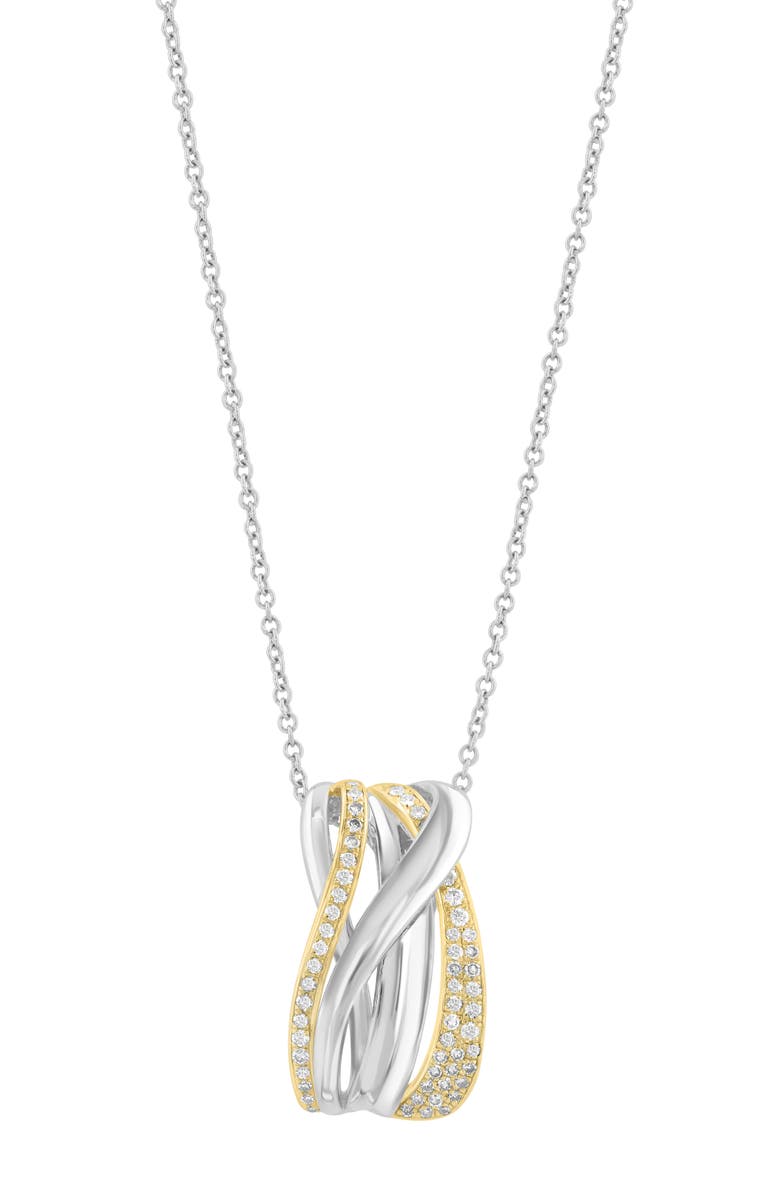 EFFY Two-Tone Diamond Swirl Pendant Necklace, Main, color, Gold