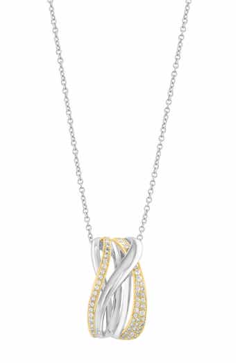 Two-Tone Diamond Swirl Pendant Necklace