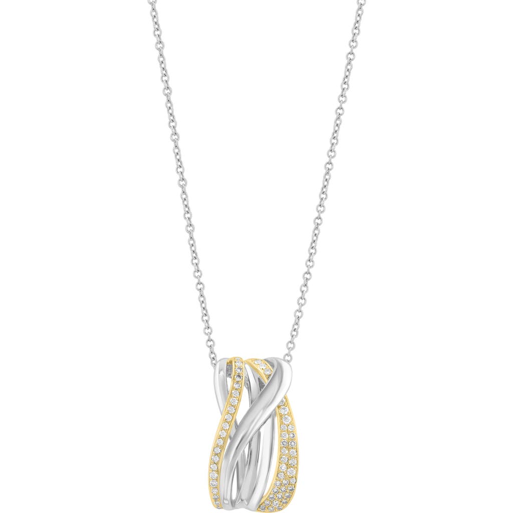 Effy Two-tone Diamond Swirl Pendant Necklace In Metallic
