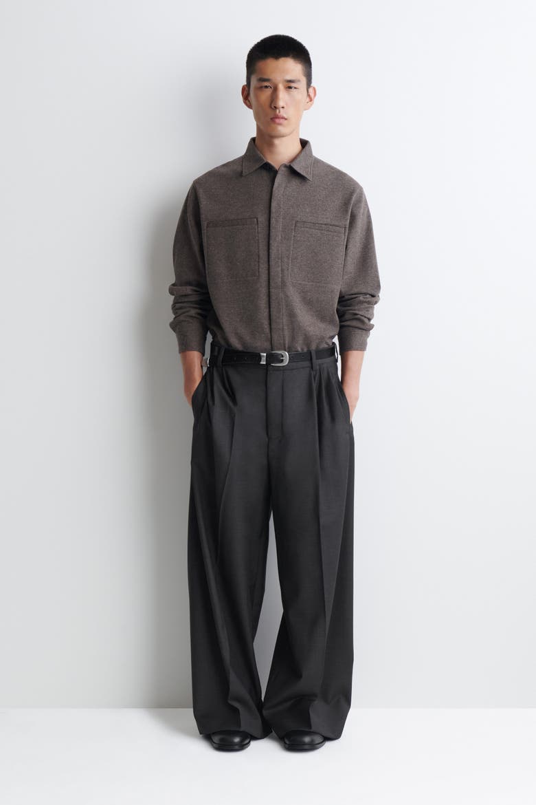 Relaxed Mélange Jersey Overshirt, Alternate, color, GRAY-BROWN MÉLANGE