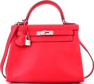 Pre-Owned Hermes Kelly Handbag Verso Evercolor with Palladium Hardware 28