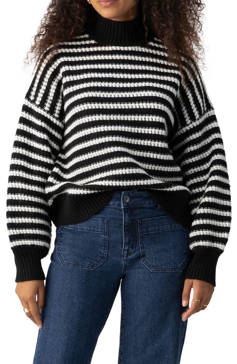 Sanctuary Keep it Chic Stripe Turtleneck Sweater, Main, color, 