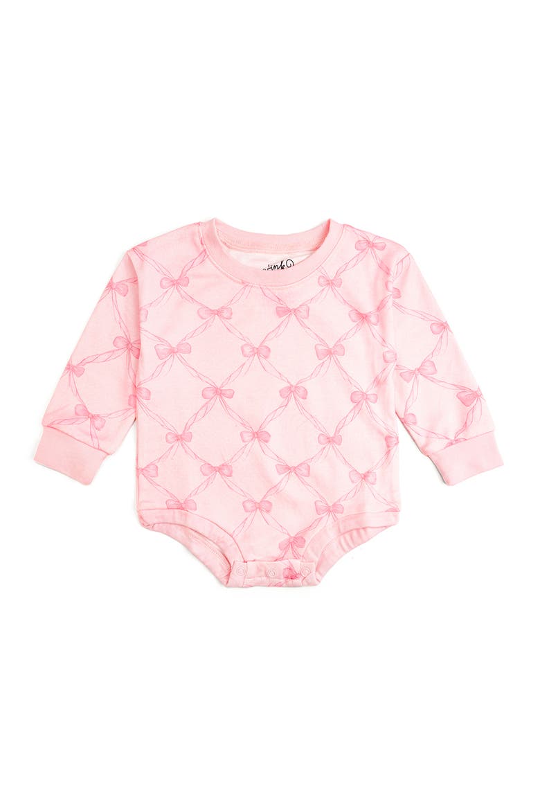 Bow Trellis Long Sleeve Romper, Main, color, Ballet Pink