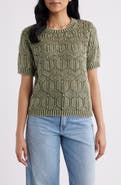 CITY BLUES Open Stitch Short Sleeve Sweater