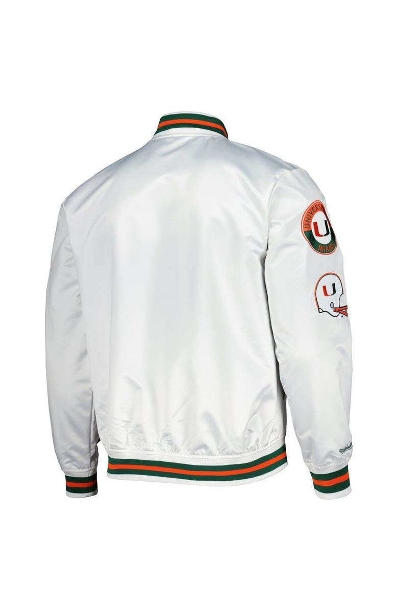 Mitchell & Ness Men's Mitchell & Ness White Miami Hurricanes City Collection Satin Full-Snap Jacket, Alternate, color, 