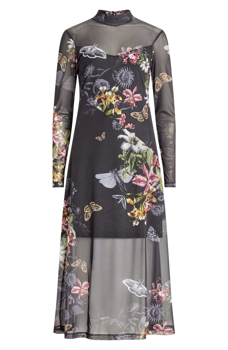 AllSaints Hanna Sanibel Floral Print Long Sleeve Mesh Maxi Dress, Alternate, color, 