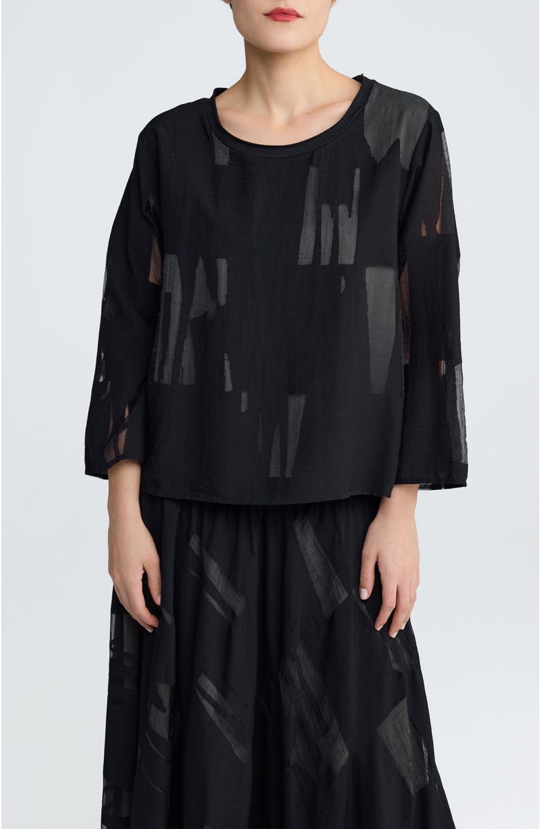 LUUKAA Selindra Sheer Jacquard Blouse, Main, color, Khaki Black