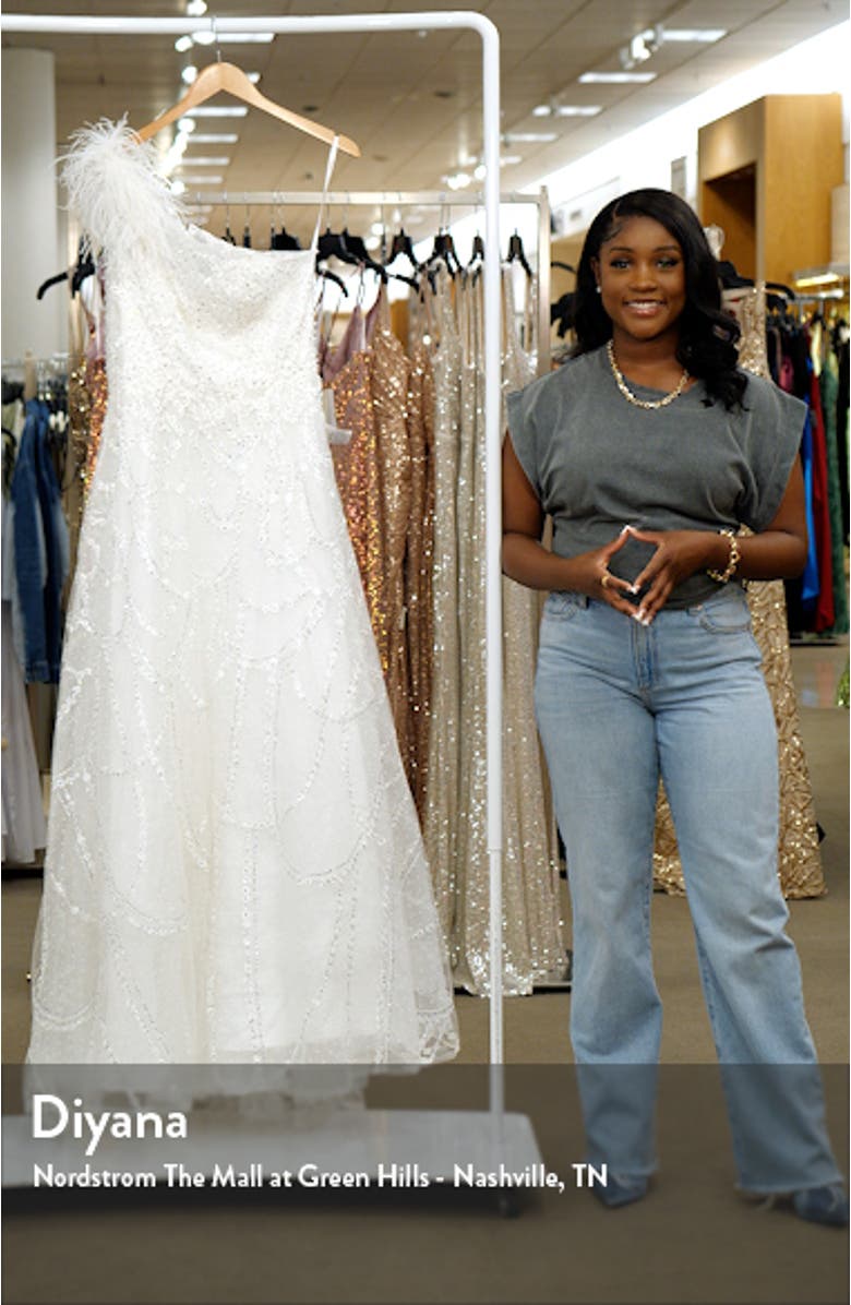 Beaded One-Shoulder A-Line Gown, sales video thumbnail