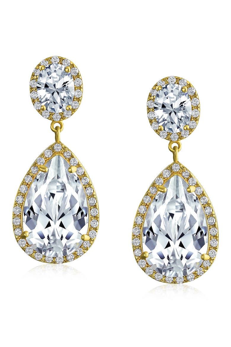 Drop CZ Halo Statement Earrings, Main, color, YELLOW