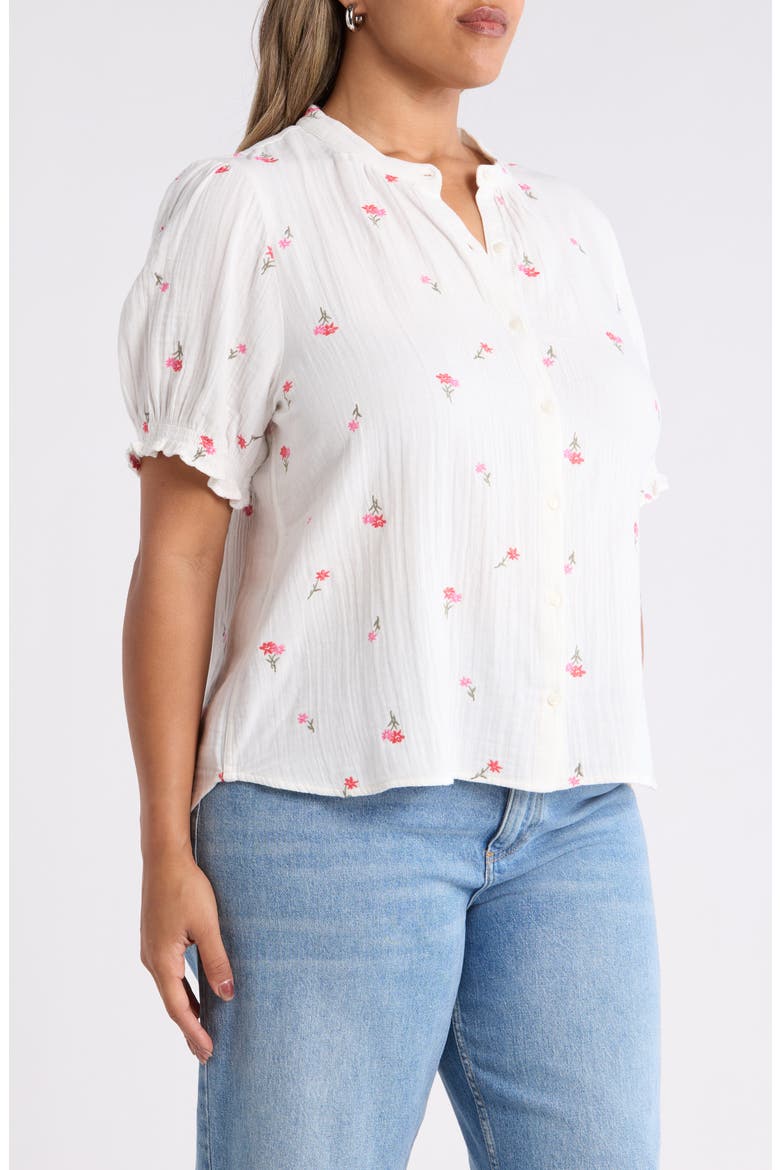 Embroidered Popover Top, Alternate, color, IVORY- PINK TOSSED BLOSSOMS