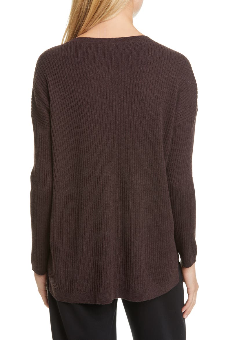Ribbed Cashmere Box Sweater, Alternate, color, CLOVE