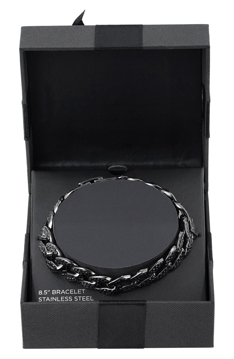 AMERICAN EXCHANGE Men's Stainless Steel Pavé Crystal Curb Chain Bracelet, Alternate, color, Gunmetal