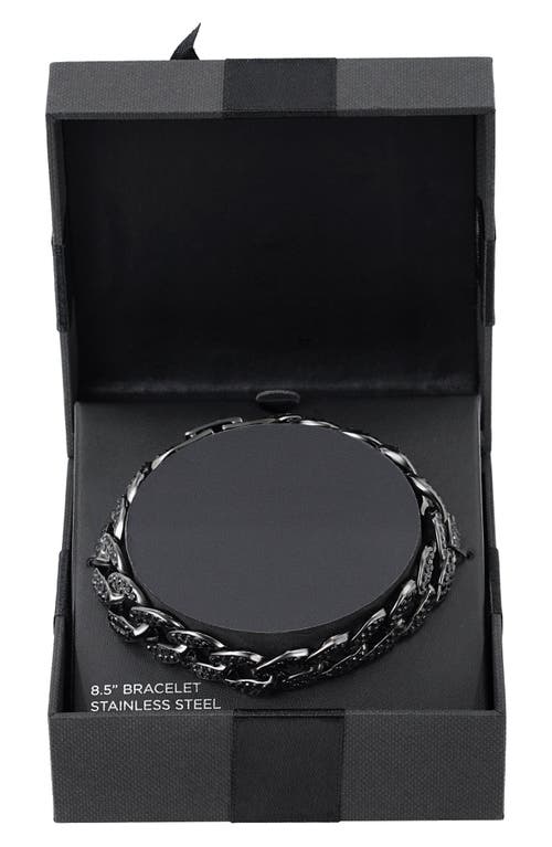 American Exchange Stainless Steel Pavé Crystal Curb Chain Bracelet In Gunmetal