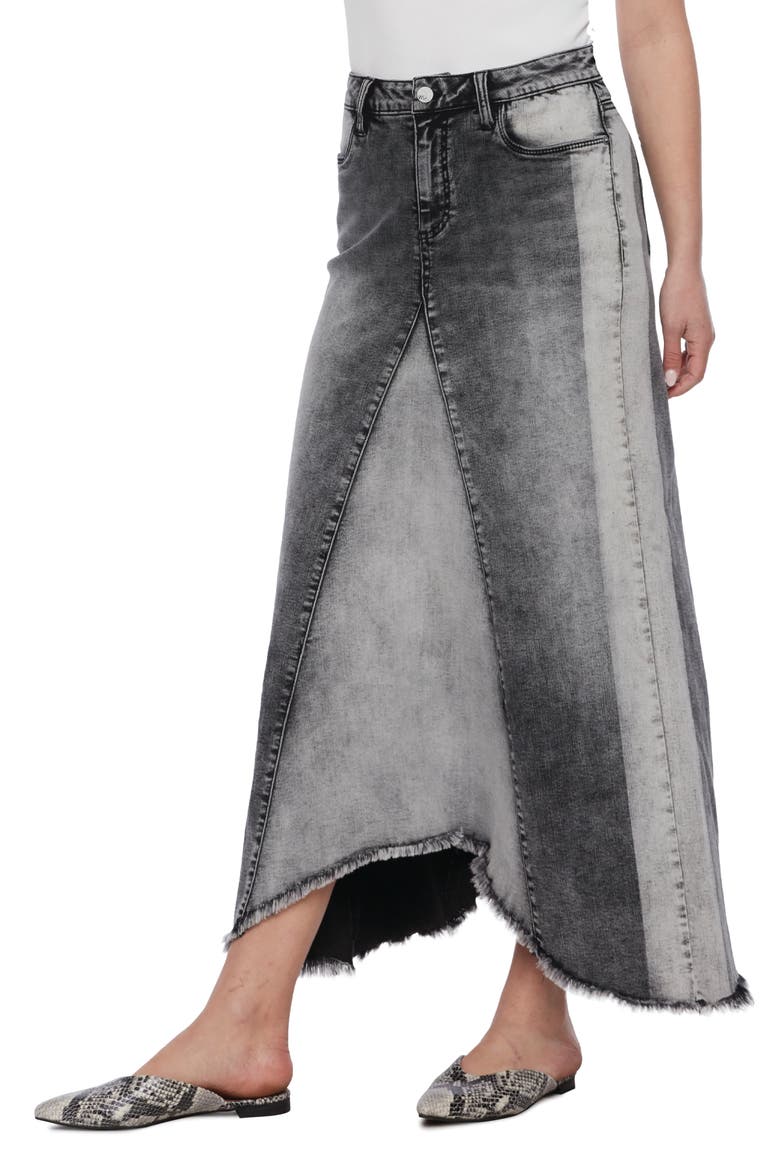 Pieced Denim Skirt, Alternate, color, SPLIT BLACK