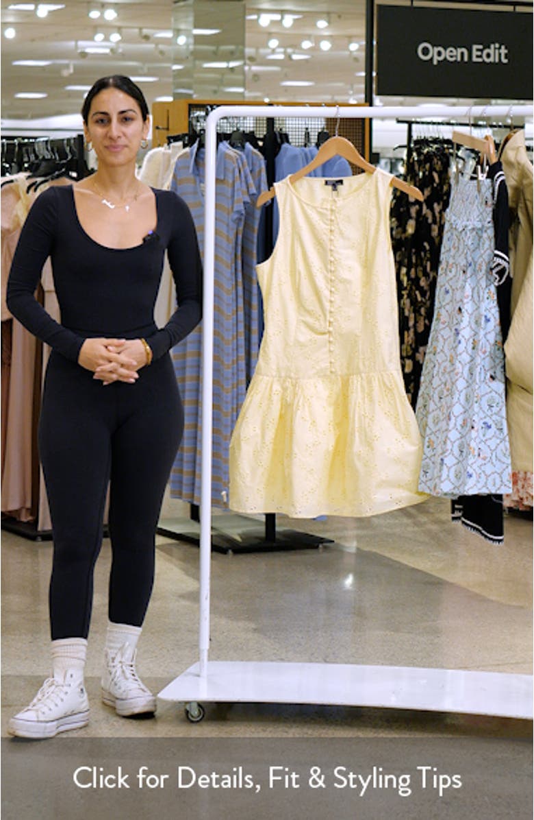 Claudia Drop Waist Organic Cotton Broderie Anglaise Minidress, sales video thumbnail