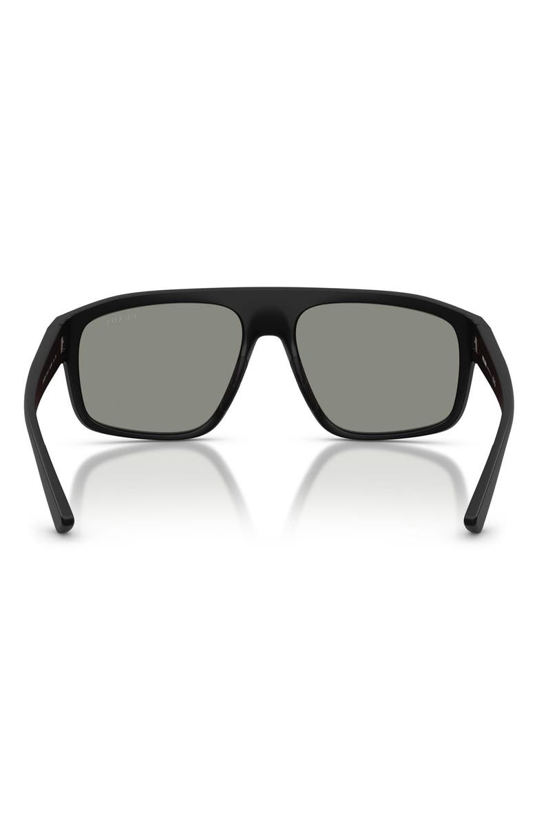 Prada Linea Rossa 59mm Shield Sunglasses, Alternate, color, Matte Black / Grey Blue/ Red