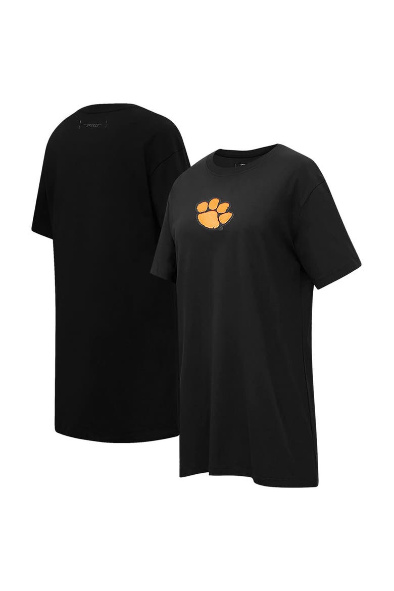 Women's Pro Standard Black Clemson Tigers Tonal Neutral Mini T-Shirt Dress, Alternate, color, Black