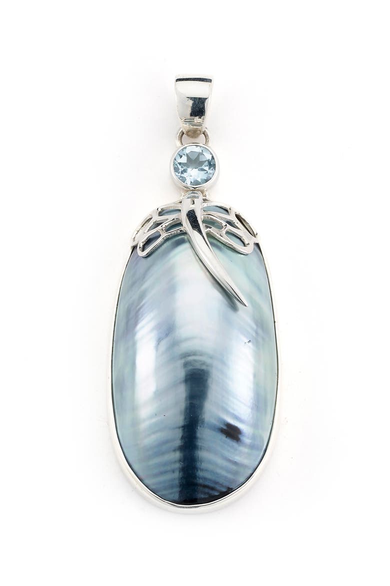 Oval Shell Pendant, Main, color, BLUE