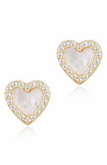 Adornia Mother of Pearl Heart Stud Earrings