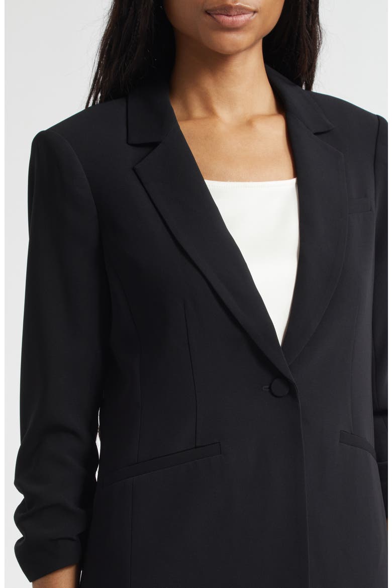 Khloe Ruched Sleeve Blazer, Alternate, color, BLACK