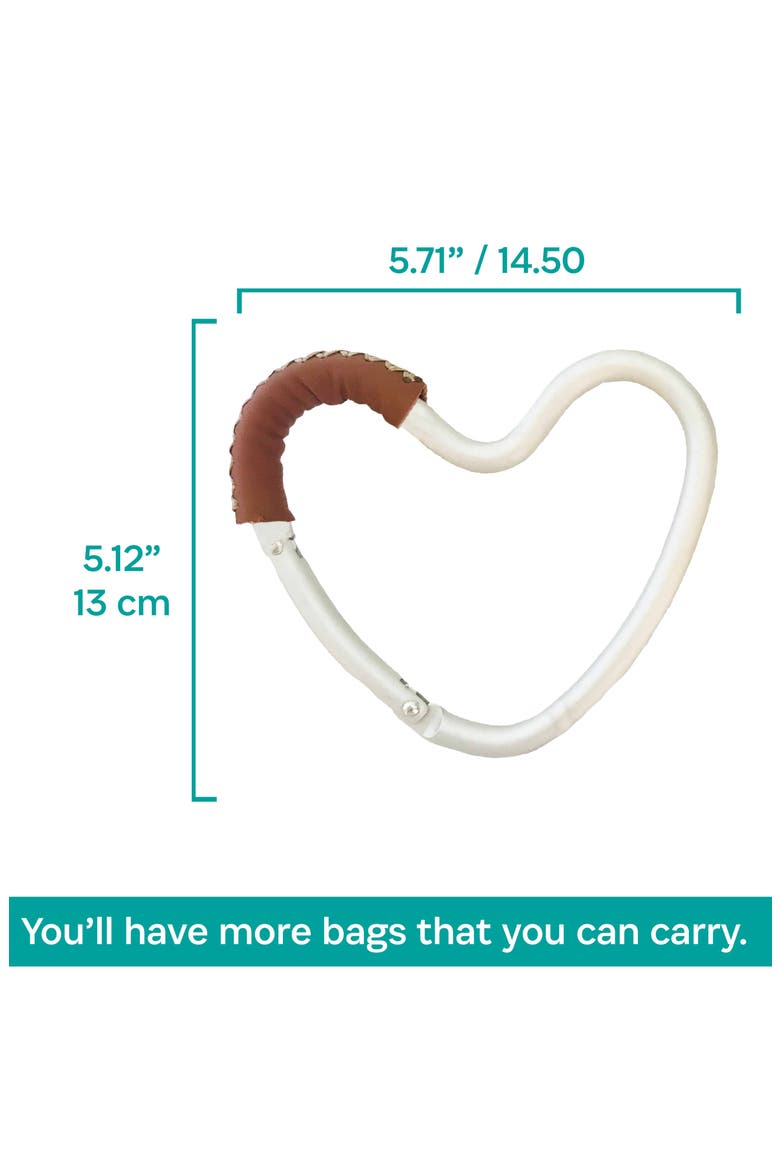Heart Shaped Stroller Hook, Alternate, color, SILVER/ BROWN
