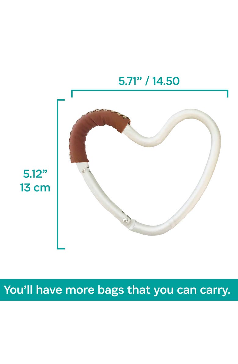 BuggyGear Heart Shaped Stroller Hook, Alternate, color, Silver/ Brown