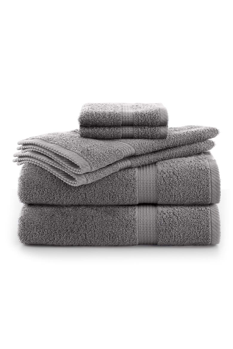 Essentials 6-Piece Cotton Bath Towel Set, Main, color, MONUMENT GREY