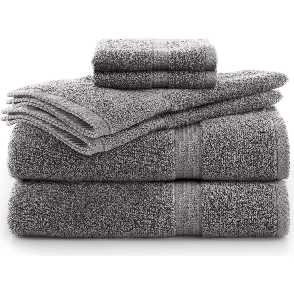 Utica Essentials 6-piece Cotton Bath Towel Set In Monument Grey