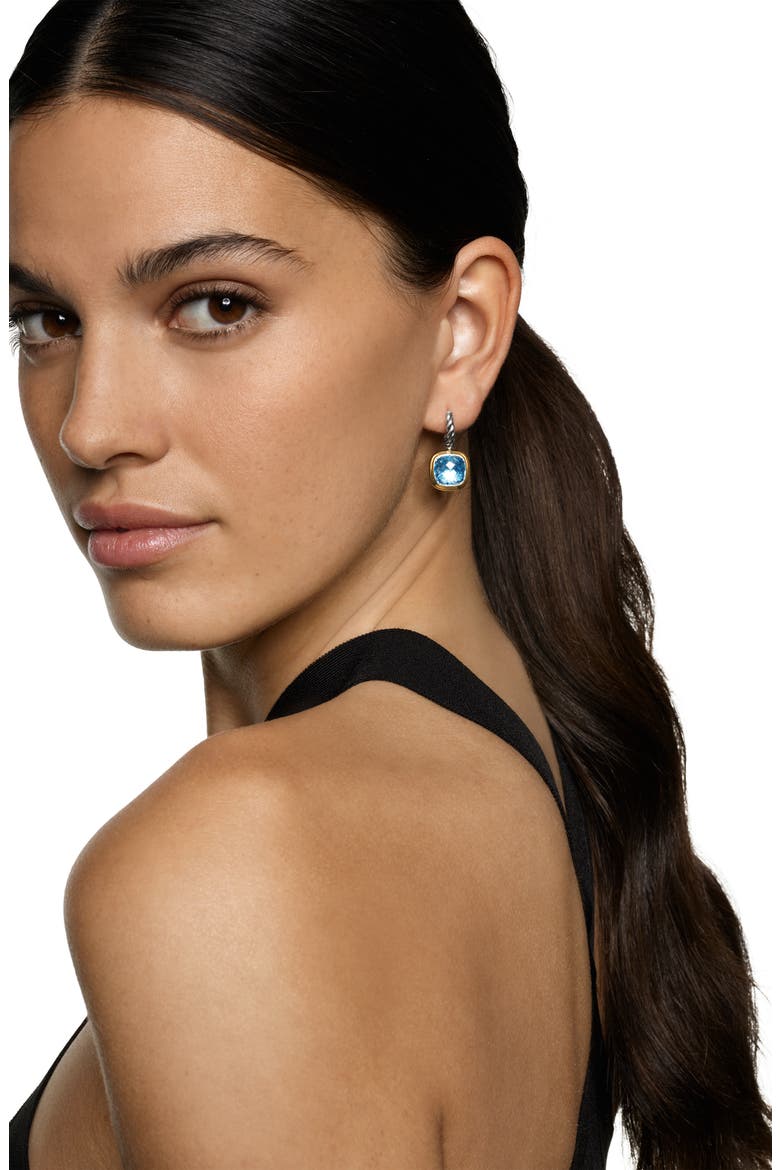Albion® Drop Earrings in Sterling Silver with 18K Yellow Gold & Blue Topaz, 10mm, Alternate, color, BLUE TOPAZ