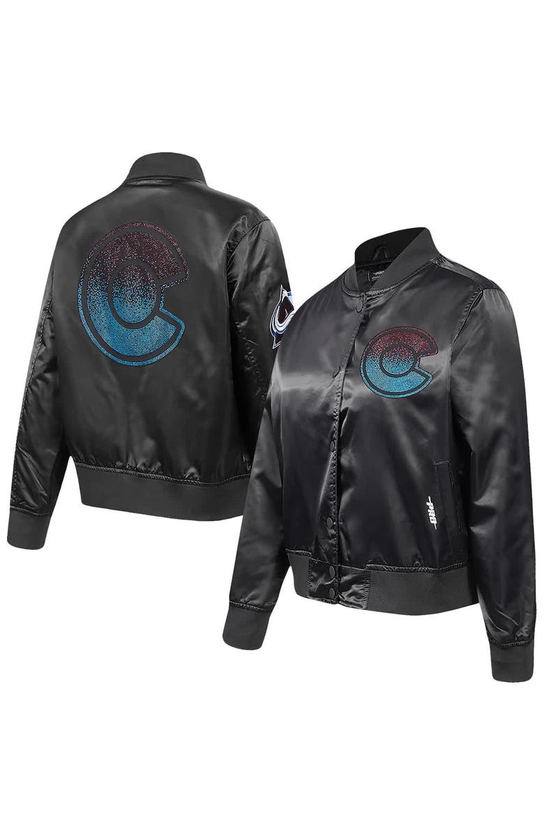 PRO STANDARD Women's Pro Standard Black Colorado Avalanche Rhinestone Jewels Satin Full-Snap Jacket, Alternate, color, Black