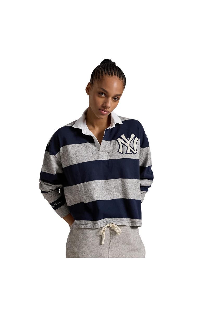 Polo Ralph Lauren Women's Polo Ralph Lauren  Navy/Heather Gray New York Yankees Long Sleeve Rugby T-Shirt, Alternate, color, 