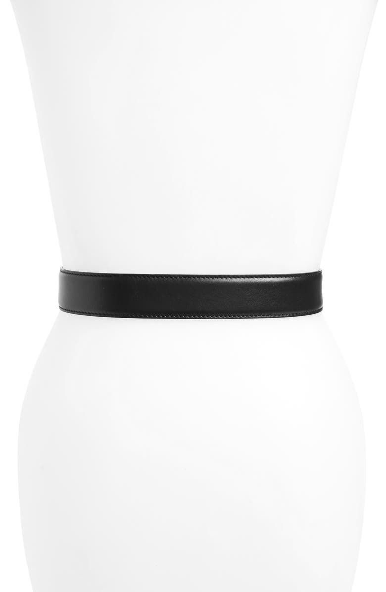 Moschino Logo Leather Belt, Alternate, color, 