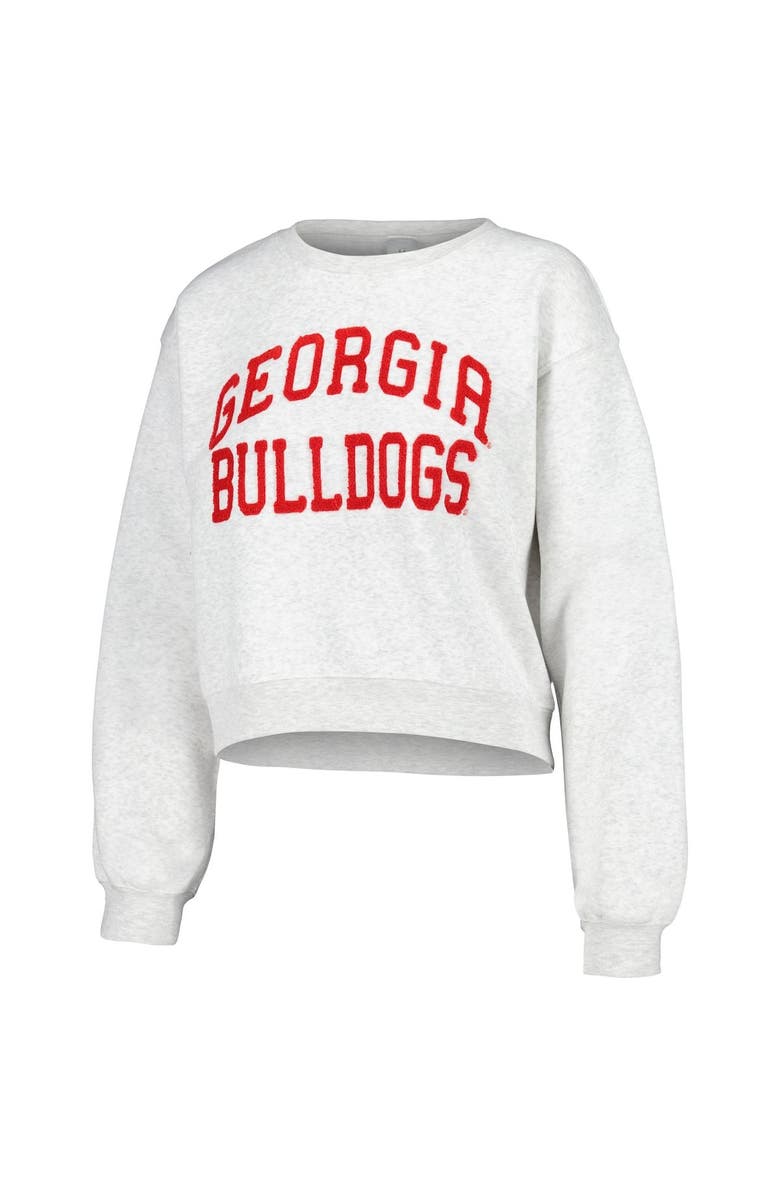 ZOOZATZ Women's ZooZatz Oatmeal Georgia Bulldogs Core Chenille Cropped Pullover Sweatshirt, Alternate, color, Oatmeal
