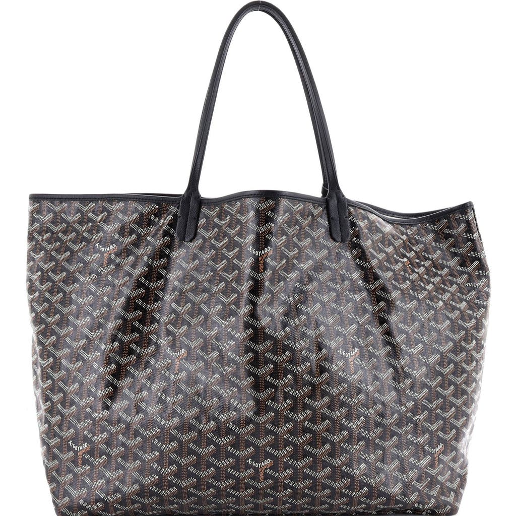 Pre-owned Goyard  Goyard Saint Louis Tote Coated Canvas Gm In Black