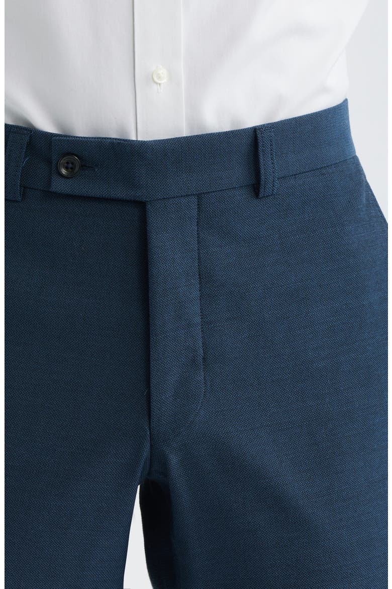 Piero Flat Front Stretch Cotton & Wool Dress Pants, Alternate, color, MEDIUM BLUE