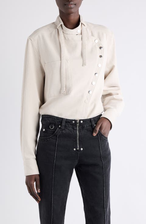 Tess Cotton Twill Moto Top