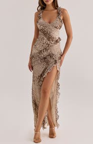 HOUSE OF CB Pixie Ruffle Georgette Body-Con Cocktail Dress