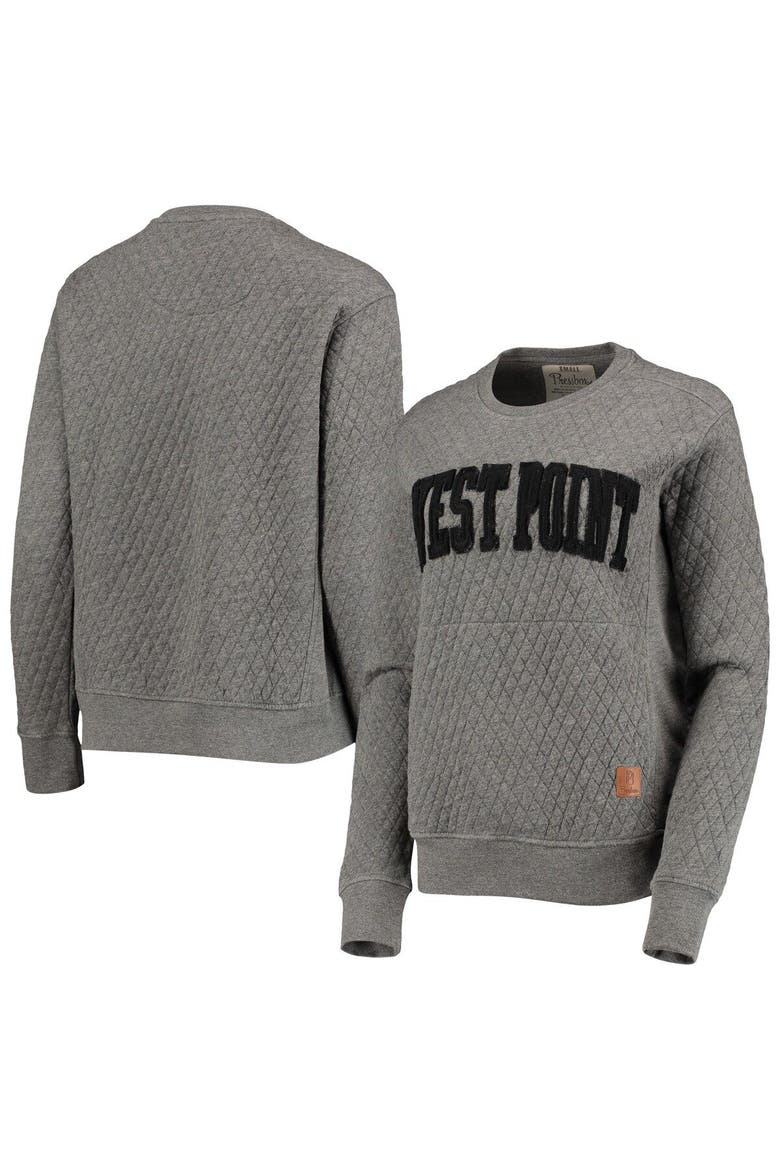 Women's Pressbox Heather Charcoal Army Black Knights Moose Quilted Pullover Sweatshirt, Main, color, Heather Gray