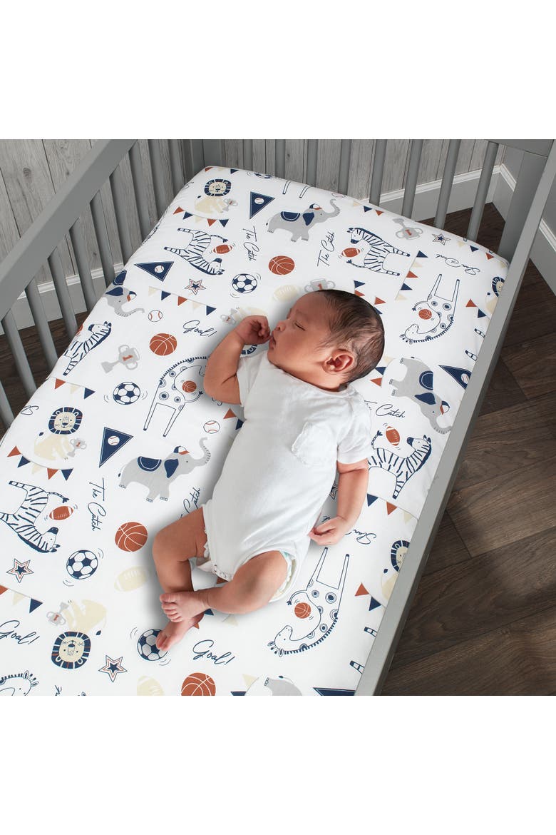 Hall of Fame Sports Animals 5-Piece Crib Bedding Set, Alternate, color, Gray