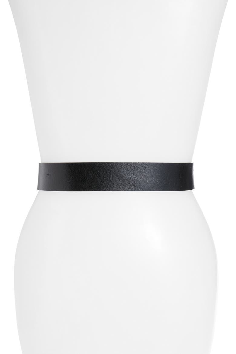 Watch Leather Belt, Alternate, color, BLACK