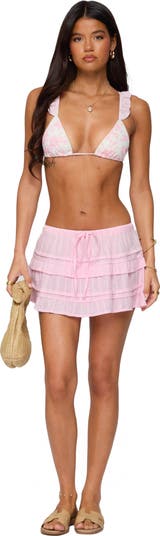Embroidered Ruffle Miniskirt