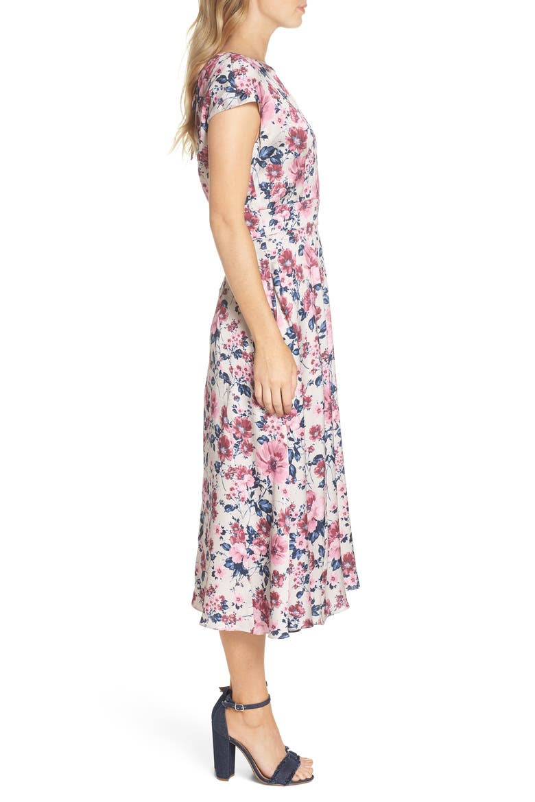 Julia Seersucker Midi Dress, Alternate, color, BEIGE/ PINK