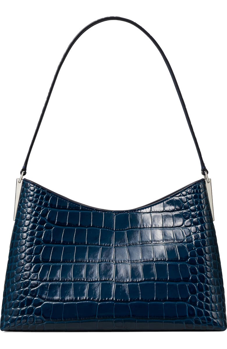Tory Burch Small Robinson Croc Embossed Leather Shoulder Bag, Alternate, color, Twilight