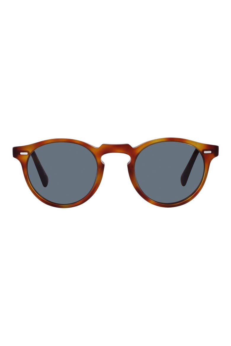Gregory Peck 50mm Round Sunglasses, Main, color, SEMI MATTE LBR / INDIGO PHOTOCHROMIC