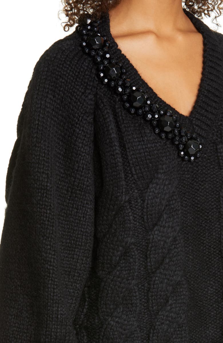 Simone Rocha Beaded Cable Alpaca Blend Sweater, Alternate, color,